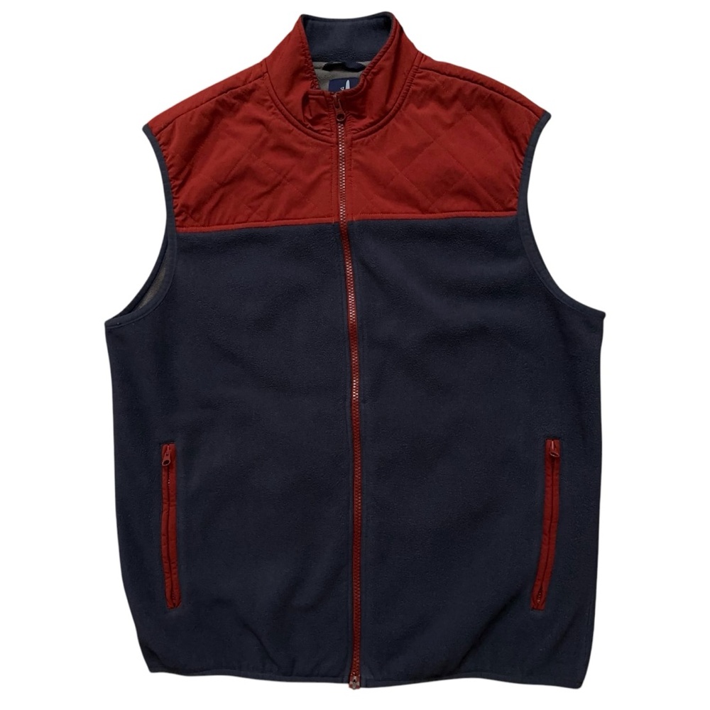 Johnnie-O Vest Mens Size M Morrison Fleece Water Resistance 2-Way Zip Orange